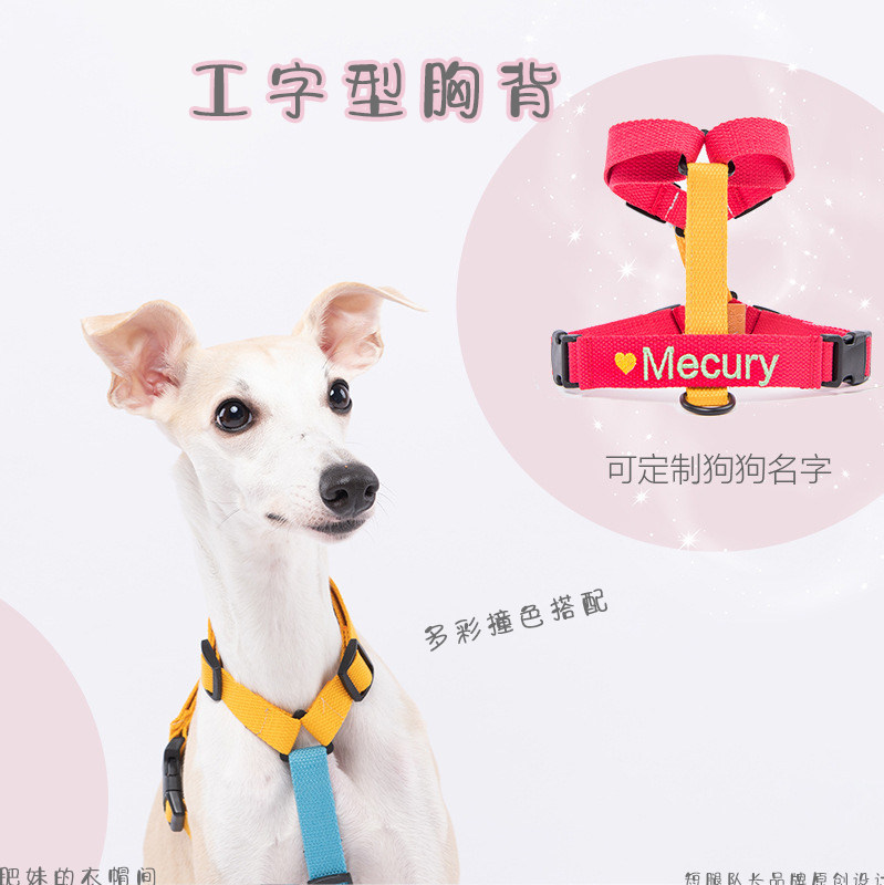 Pet pooch Chest Back Custom Embroidered name Coloured work Character Back-chest Chest Bag Explosion-proof Traction Short Leg Captain