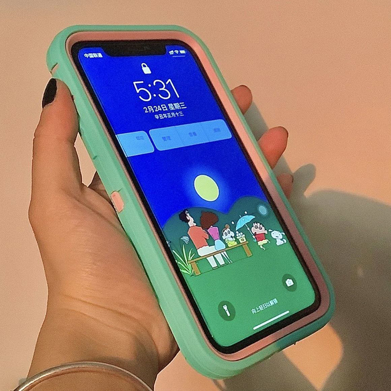 Three-In-One New Phone Case Suitable for Apple 13, 16 Thickened iPhone 12 Pro, High-End Niche Promax, High-End Trendy Brand X Full Coverage XS Female Xr Airbag Anti-Drop Max Case 8 Xiaohongshu