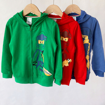 Foreign trade new boys coat pants winter ninja pattern plus velvet autumn and winter zipper cardigan vests
