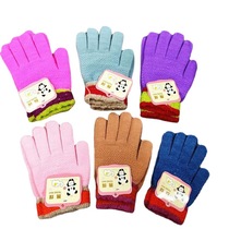 Winter warm gloves Childrens anti-freeze and cold-proof half finger glove Student thickened knit Sub-finger plush full finger glove