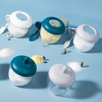 Round seasoning tank moisture spoons cover integrated seasoning tank sealed kitchen seasoning bottle suit glass salt MSG tone
