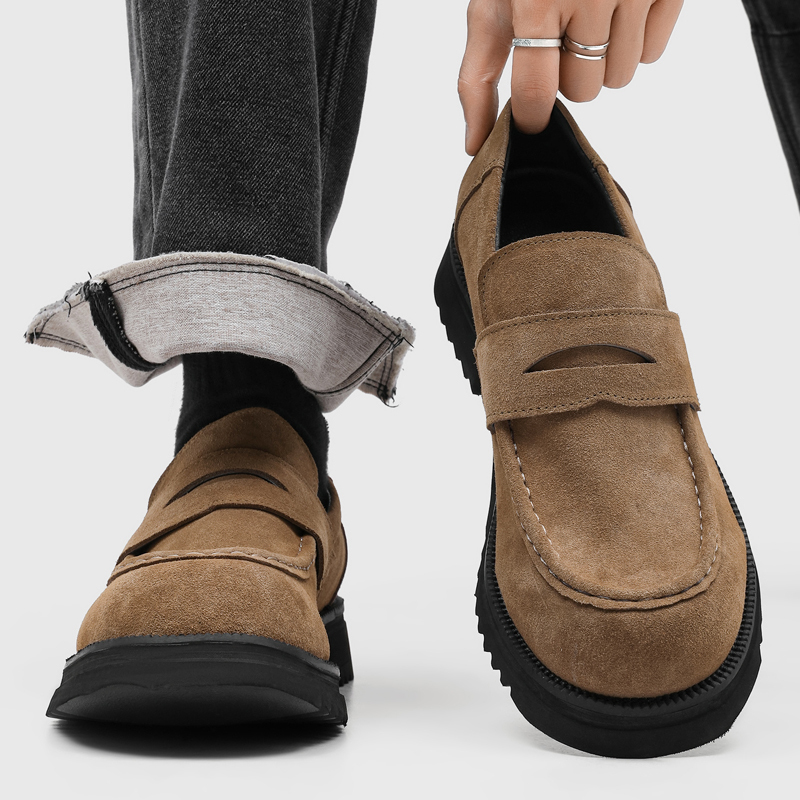 Versatile Men's Casual Leather Shoes for Commuting, Old Money Style Slip-On Loafers, Men's Lazy Thick-Soled Height-Increasing Derby Shoes Versatile Men's Casual Leather Shoes for Commuting, Old Money Style Slip-On Loafers, Men's Lazy Thick-Soled Height-Increasing Derby Shoes