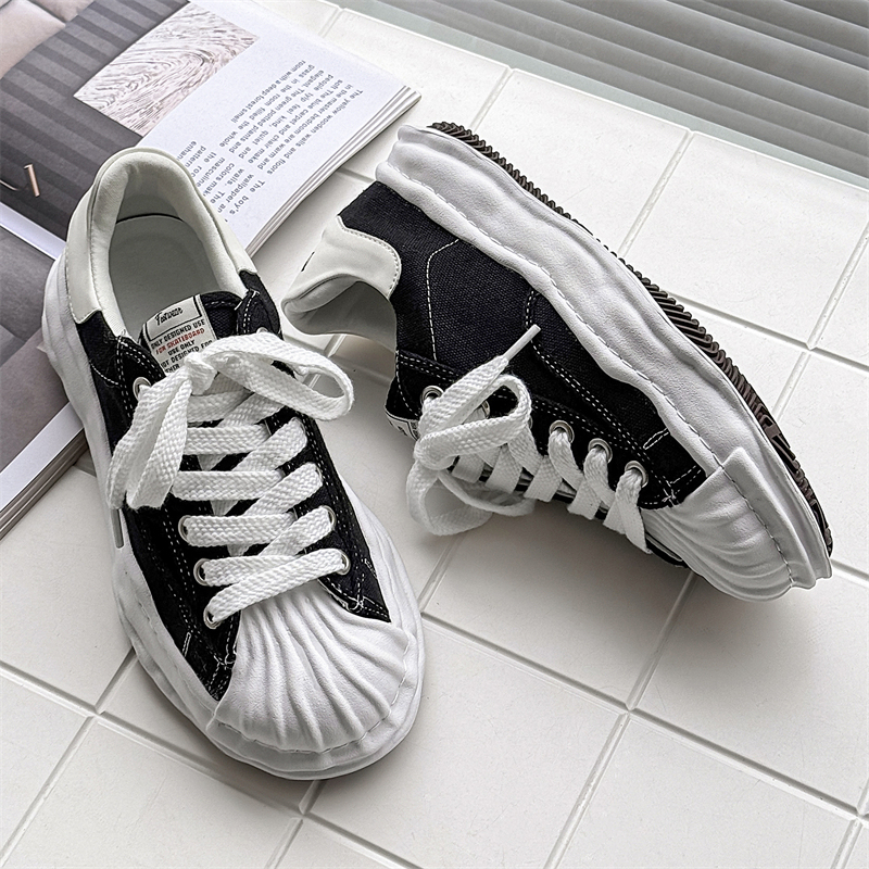 Thick-Soled Shell-Toe Dissolving Shoes for Men, Breathable Summer Canvas Shoes for Couples, Women's Height-Increasing Sports Casual Sneakers, Couple Style