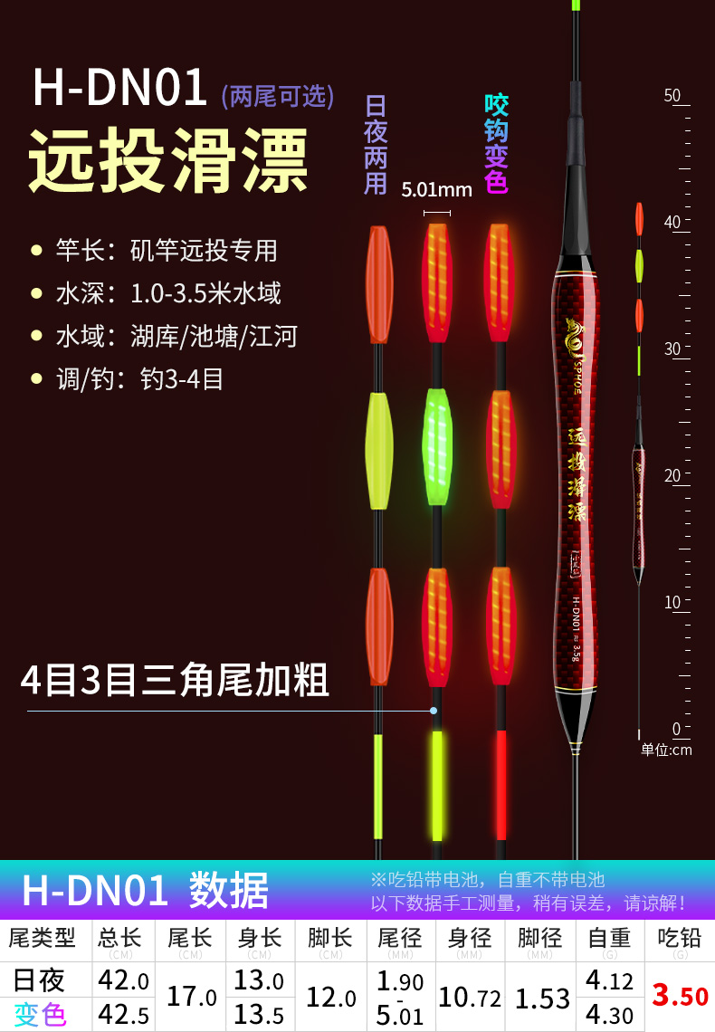 小凤仙大物夜光漂矶竿远投滑漂加粗醒目鲢鳙浮漂日夜两用电子鱼漂