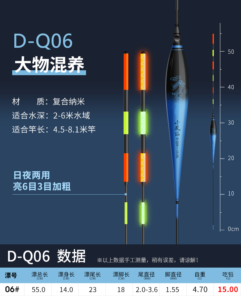 小凤仙大物漂夜光漂鲢鳙日夜两用电子漂醒目加粗鱼漂矶钓远投浮漂