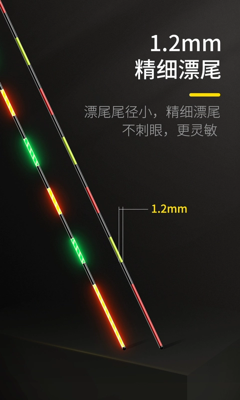 Xiaofengxian Shelled Peacock Feather Phao phát sáng điện tử Bắt mắt Độ nhạy cao Hố đen nhẹ Miệng trượt Miệng cá chép Crucian Feather Float phao câu đêm đổi màu