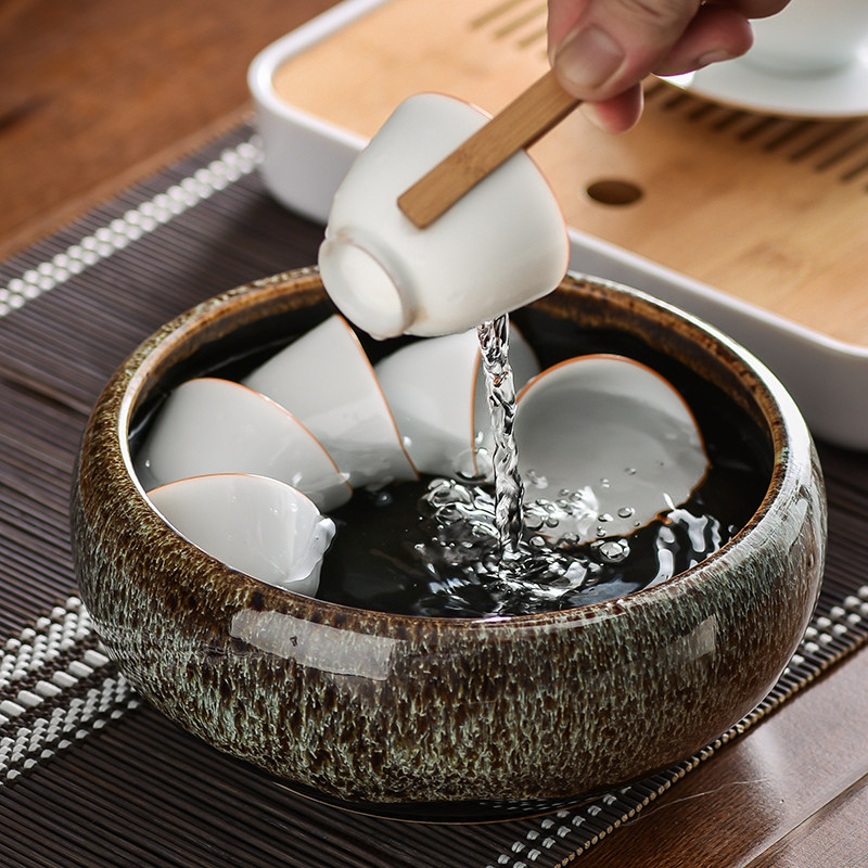 Ceramic tea washing flower pot tea washing kilns with pen-washing power tea with tea-way accessories Cup washing and washing Kung Fu Kung Fu storage basin