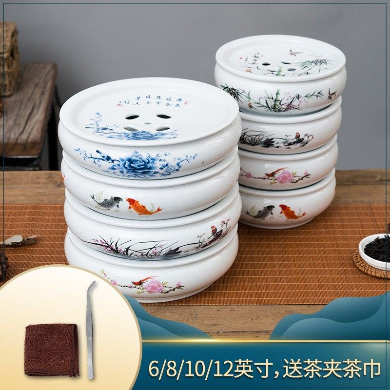 Chaoshan kung fu tea set set set with drum-shaped bowl-shaped large-capacity gongfu tea tray is a good gift for home use.