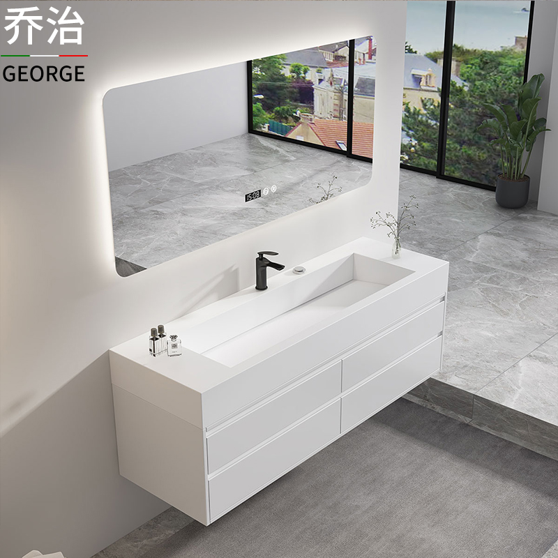 Nordic rock slab integrated washbasin bathroom cabinet combination bathroom sink designer toilet wash stand customization