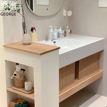 George Bathroom Slate Seamless Ceramic Integrated Basin Log Color Japanese Bathroom Cabinet Combination Washbasin Intelligent Customization