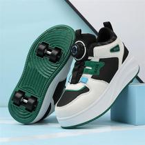 Upgraded version of the eight-wheeled winter velvet thickening youth slippery walkable retractable heelys shoes that do not light up