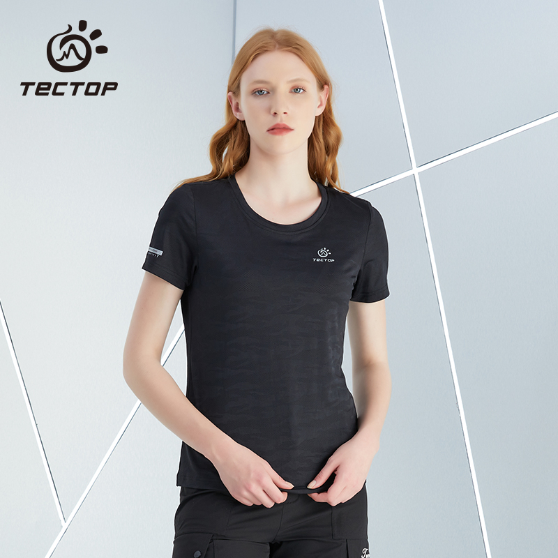 Explore outdoor speed dry T-shirt men and women round-sleeve short sleeve breathable fast dry clothes in summer running speed dried suit