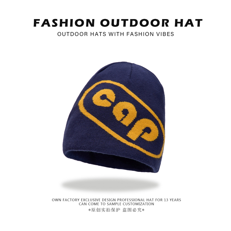 Outdoor Sports Lettered Thin Beanie for Women, 2026 Autumn Fashion Warm Knitted Wool Hat with Ear Protection and Inner Lining