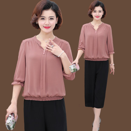 妈妈秋装短款套装女2018秋新款30时尚40岁5