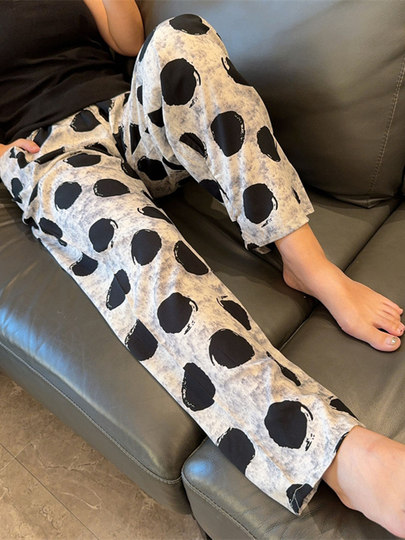 Summer women's thin pajamas, cotton silk pants, cotton silk trousers, single pants, casual pants, home pants, artificial cotton beach pants, plus size