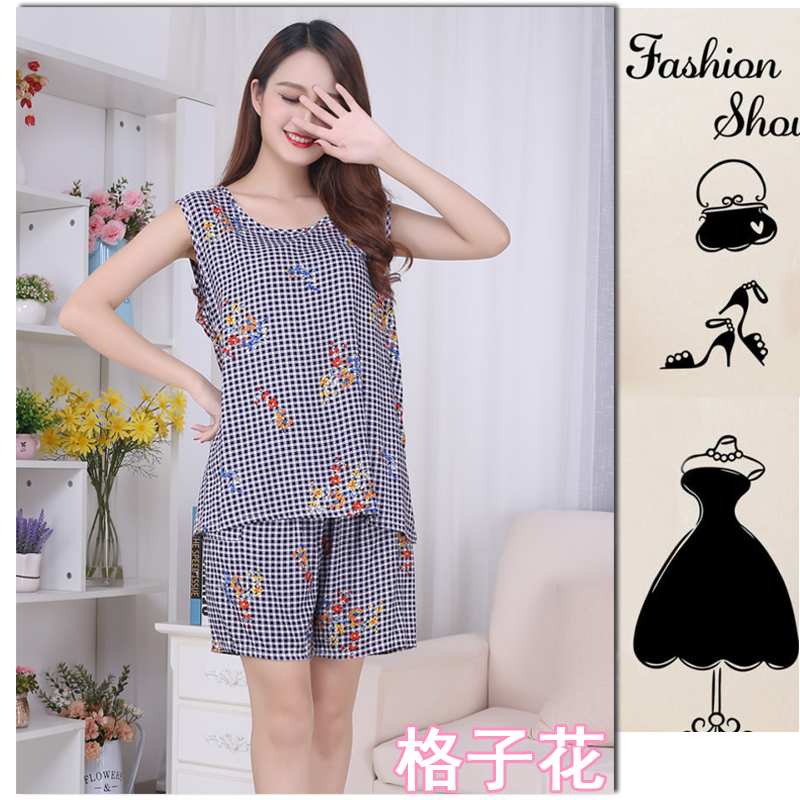 Mùa hè phụ nữ bông phù hợp với vest quần short đồ ngủ Hàn Quốc phiên bản của xl nhân tạo bông lụa giản dị mỏng dịch vụ nhà