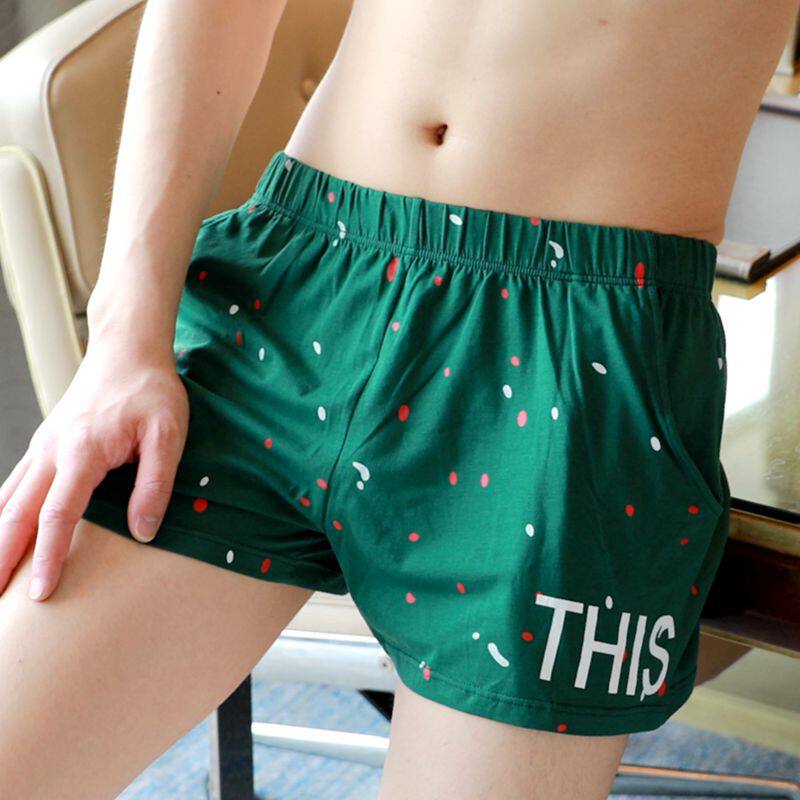 Summer men's underwear breathable loose boxer pure cotton shorts head pants trendy boxer briefs men's green