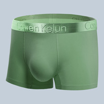 Green mens underwear cotton boxer breathable trend personality solid color loose boxer shorts head waist yellow