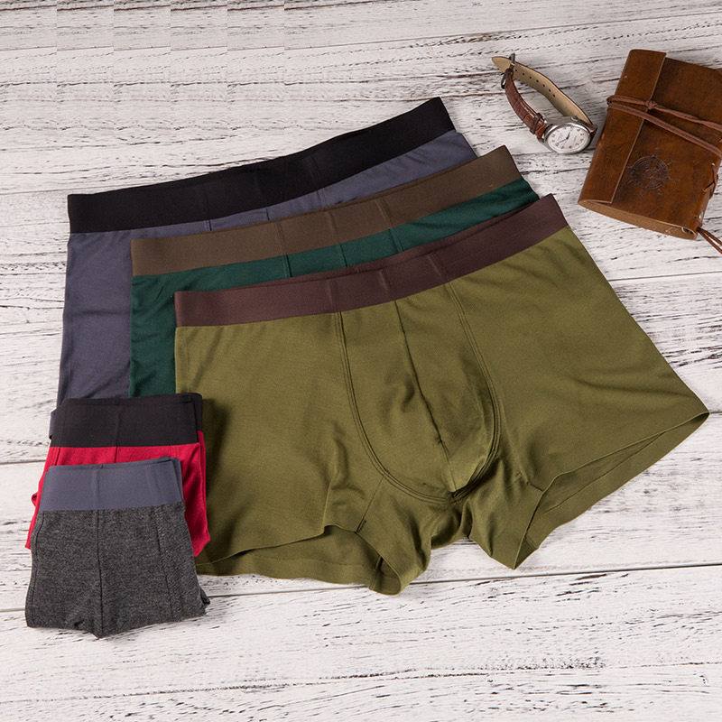 Boxers men's Modal men's incognito underwear fashion stretch brown boxers mid-waist slim dark green army green