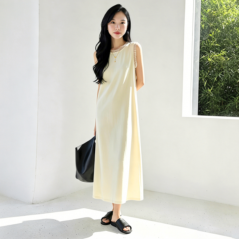 Maidi Shangpin Accompanying You All the Way [Company Order] 20614145 Xia Laicai 92% Spliced Dress