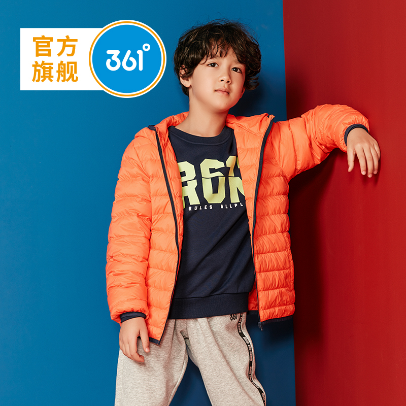 361度18年冬季新款轻薄款中大儿童连帽羽绒服聚划算 天猫优惠券折后 169包邮 229 60 男 女童130 170码多色可选 少儿童装 服装 鞋帽 优惠 大白菜打折啦 购物优惠信息