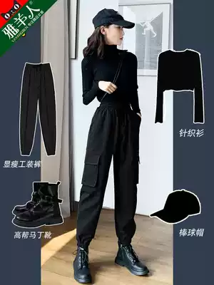 Overalls, women's pants, small autumn clothes, high collocation, thin spring and autumn 2021 new sports drawstring pants, summer
