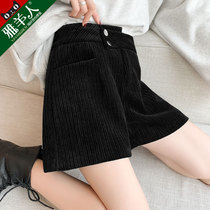 Chenille shorts women autumn and winter wear 2021 New High waist black bottoming boots pants winter corduroy pants