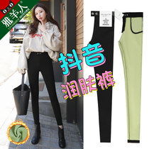 vc embellish leggings womens pants autumn and winter plus velvet padded high waist tight cotton pants small feet black magic small black pants