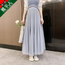 Mesh skirt womens summer 2021 new style popular this year black high waist hanging a-line gray spring and autumn long skirt