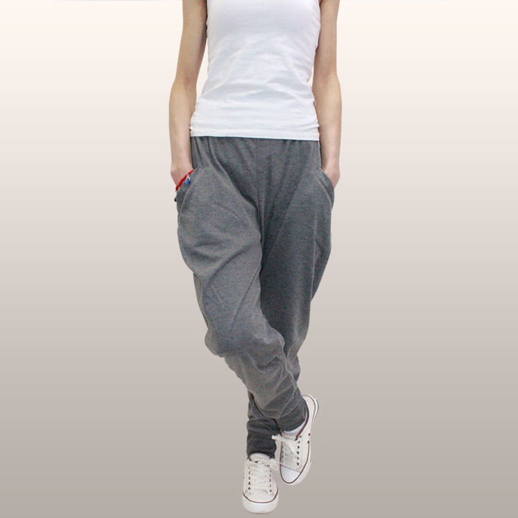 Mùa thu cotton kích thước lớn của phụ nữ cộng với phân bón tăng quần harem rộng quần lớn chất béo quần thể thao MM là quần mỏng quần jean baggy nữ