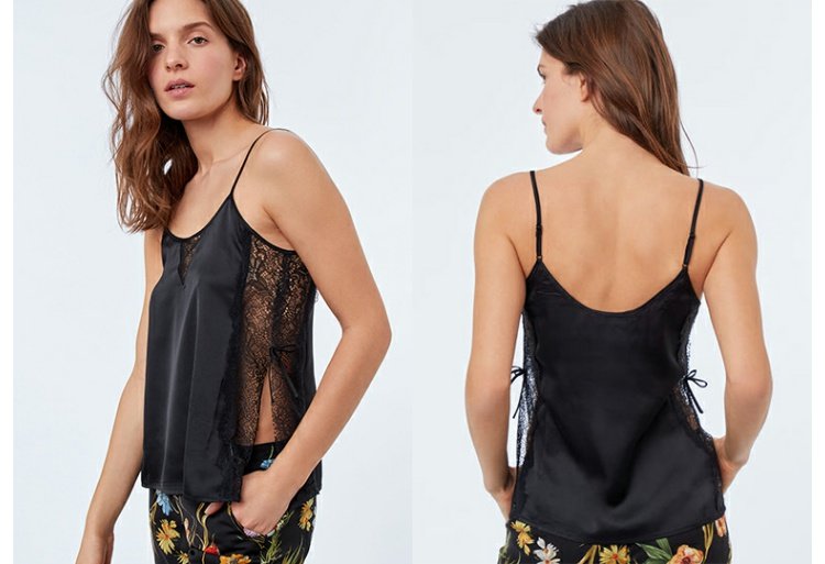 Ege đồ lót Etam đen bên ren sling đồ ngủ nhà gợi cảm top 8E079107495 do ngu