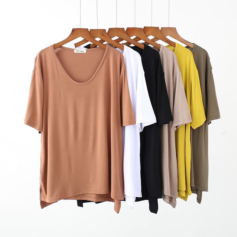 Pure cotton T-shirt woman white 2019 summer style new beating undershirt short sleeve U collar T-shirt loose pure Korean version blouse summer