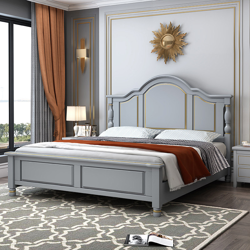 All solid wood bed Modern and simple 1 8m double bed Master bedroom 1 5m bed American bed Storage high box Princess wedding bed