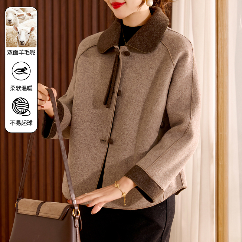 Mother's New Spring and Autumn Double-Sided Woolen Coat, Fashionable and Warm Lapel Cashmere Top for Middle-Aged and Elderly Women Mother's New Spring and Autumn Double-Sided Woolen Coat, Fashionable and Warm Lapel Cashmere Top for Middle-Aged and Elderly Women