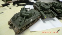 Taniya 35250 US M4A3 Sherman tank model generation (package plate)