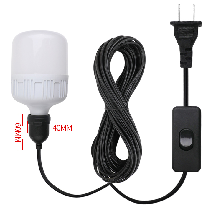 Two-pin plug power extension cable Household E27 screw with silicone cover Lamp holder Chandelier accessories with switch bed head