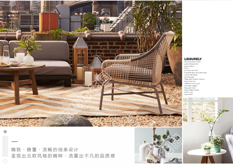 Nội thất sáng tạo Bắc Âu sofa ngoài trời ghế sofa ghế sofa ban công sân vườn ngoài trời kết hợp đồ nội thất mây - Bàn ghế ngoài trời / sân bàn ghế sắt ngoài trời
