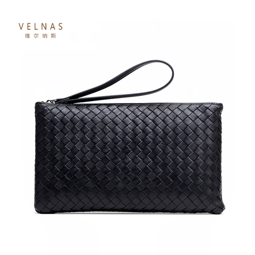 Мужская плетеная маленькая сумка клатч, вместительная и большая сумка с петлей на руку для отдыха, из натуральной кожи, 2020, новая коллекция