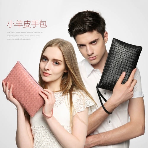 Мужская плетеная маленькая сумка клатч, вместительная и большая сумка с петлей на руку для отдыха, из натуральной кожи, 2020, новая коллекция