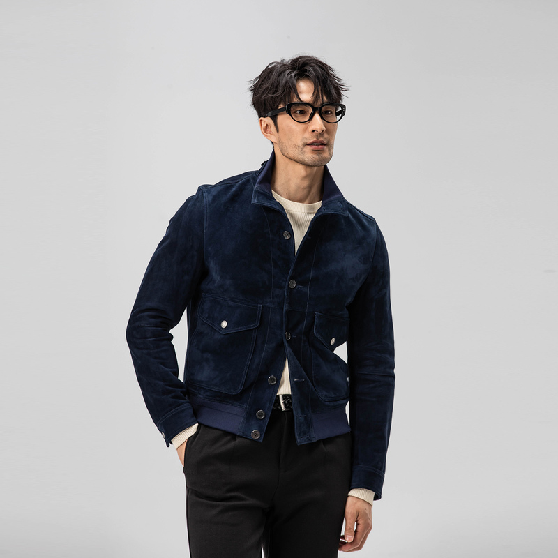 Show Louis Harrington Jacket South African Mixed Suede Goatskin Jacket Genuine Leather Men's Short Jacket