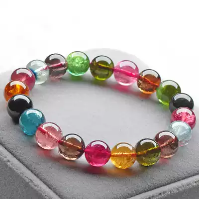 Weight 29 10 grams Beads 9 6 mm natural tourmaline multi-color bracelet 17635
