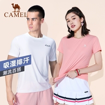 Camel sports T-shirt Mens summer short sleeve crew neck quick-drying T-shirt Yoga fitness suit Outdoor running top women