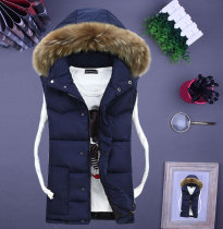 Autumn Winter Thickened warm cotton Machia Male lovers section Large fur collar down cotton Horse clip Female Youth Pure Color Kan Shoulder Tide