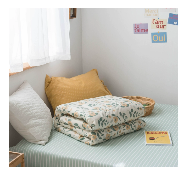 Chất liệu cotton nguyên chất đơn giường đơn 2 mảnh đặt màu xanh lá cây sọc giường đơn màu xám có thể được tùy chỉnh - Khăn trải giường