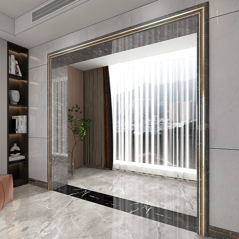 Light luxury aluminum alloy marble door cover edge window cover yakou shaped stone bag frame edge line flat custom
