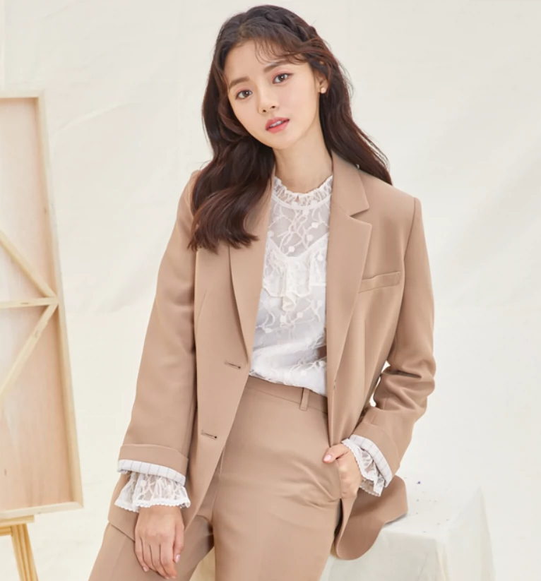 Phụ nữ Hàn Quốc mua ROEM19 mùa thu nữ phiên bản Hàn Quốc áo blazer khí chất RMJK94901A - Business Suit