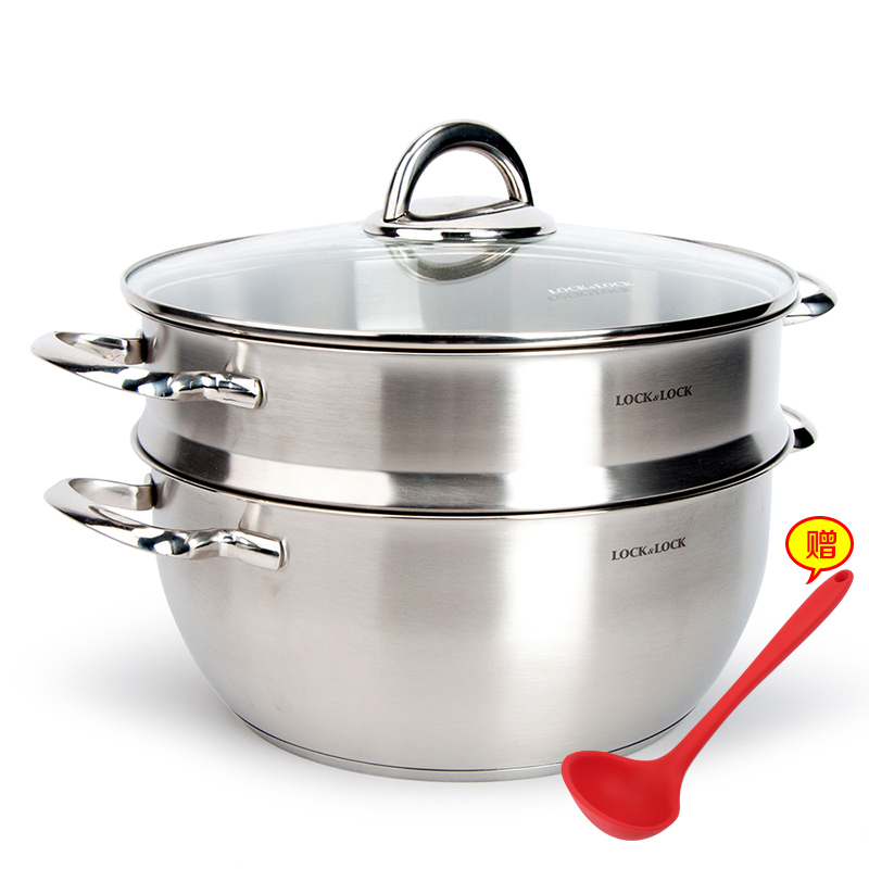 Music buckle Buckle Steam Boiler Saucepan 304 stainless steel Two-layer soup pot rebase induction cookware cookware 28cm Home pan