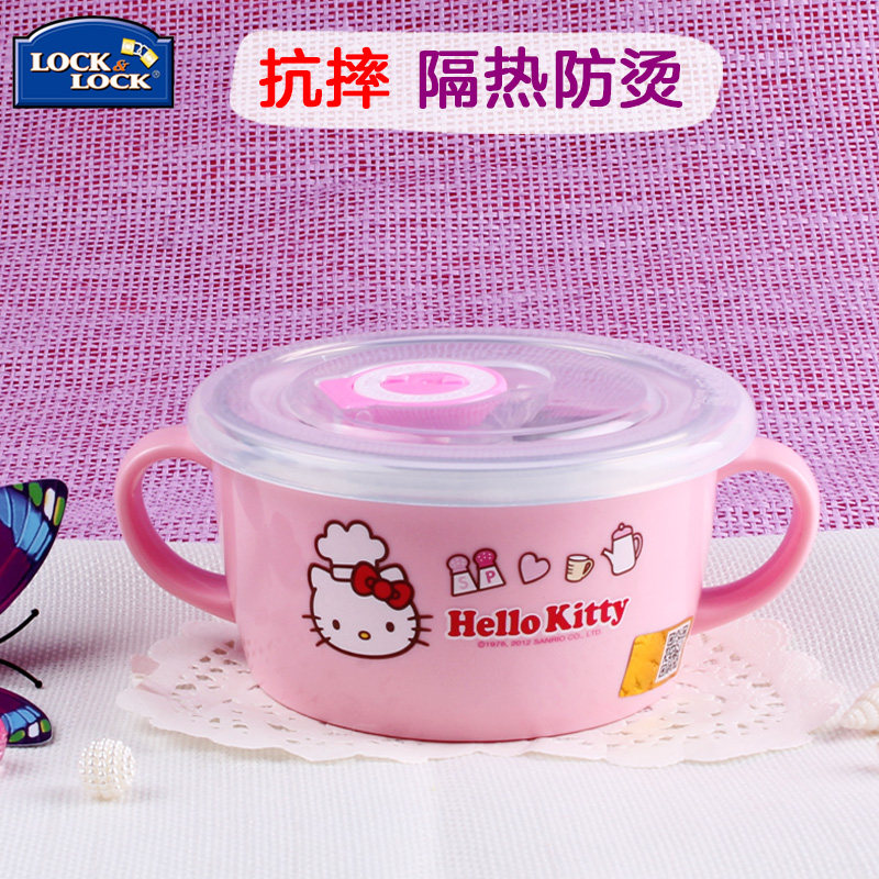 Music Buckle Music Buckle Stainless Steel Dining Bowl Meal Kitty Cartoon Children Double Ear Heat Insulation Student School Double Handle Soup Bowl