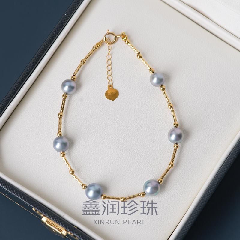 鑫润18K金日本海水珍珠手链:闪耀你的每一刻,优雅永不过时!-手饰-淘宝好物网