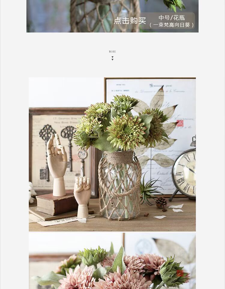 Mỹ nước thủy tinh lọ nến vườn sân vườn trang trí nhà handmade dây gai dầu dệt treo nước hoa - Vase / Bồn hoa & Kệ bình cắm hoa sen